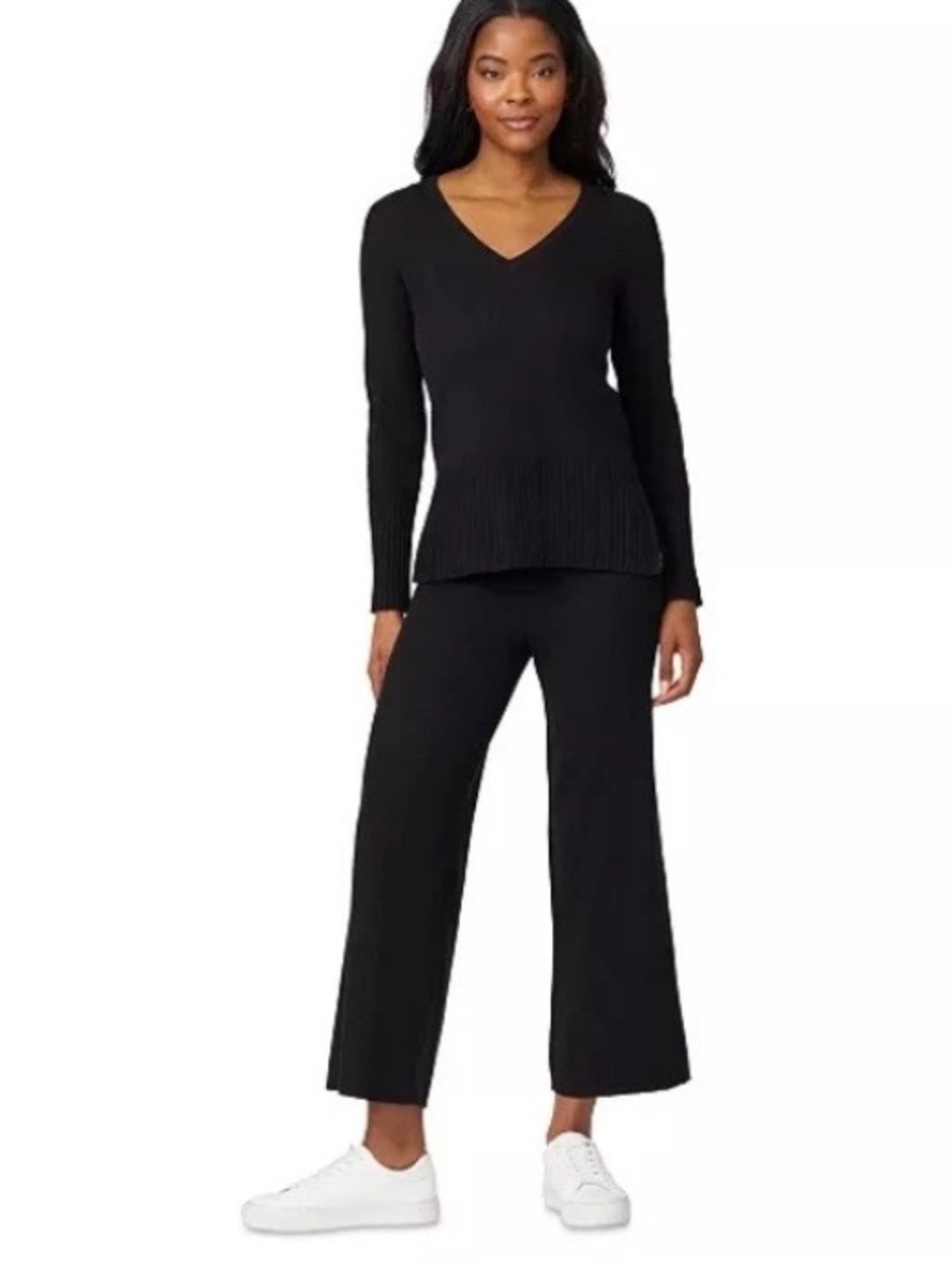 Melissa Paige Navy Blue Elastic Waist Women’s Large Wide Leg Comfy Lounge Pants.
